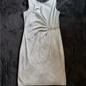 Enfocus Studio Gray Sheath Midi Dress Scoop Neck